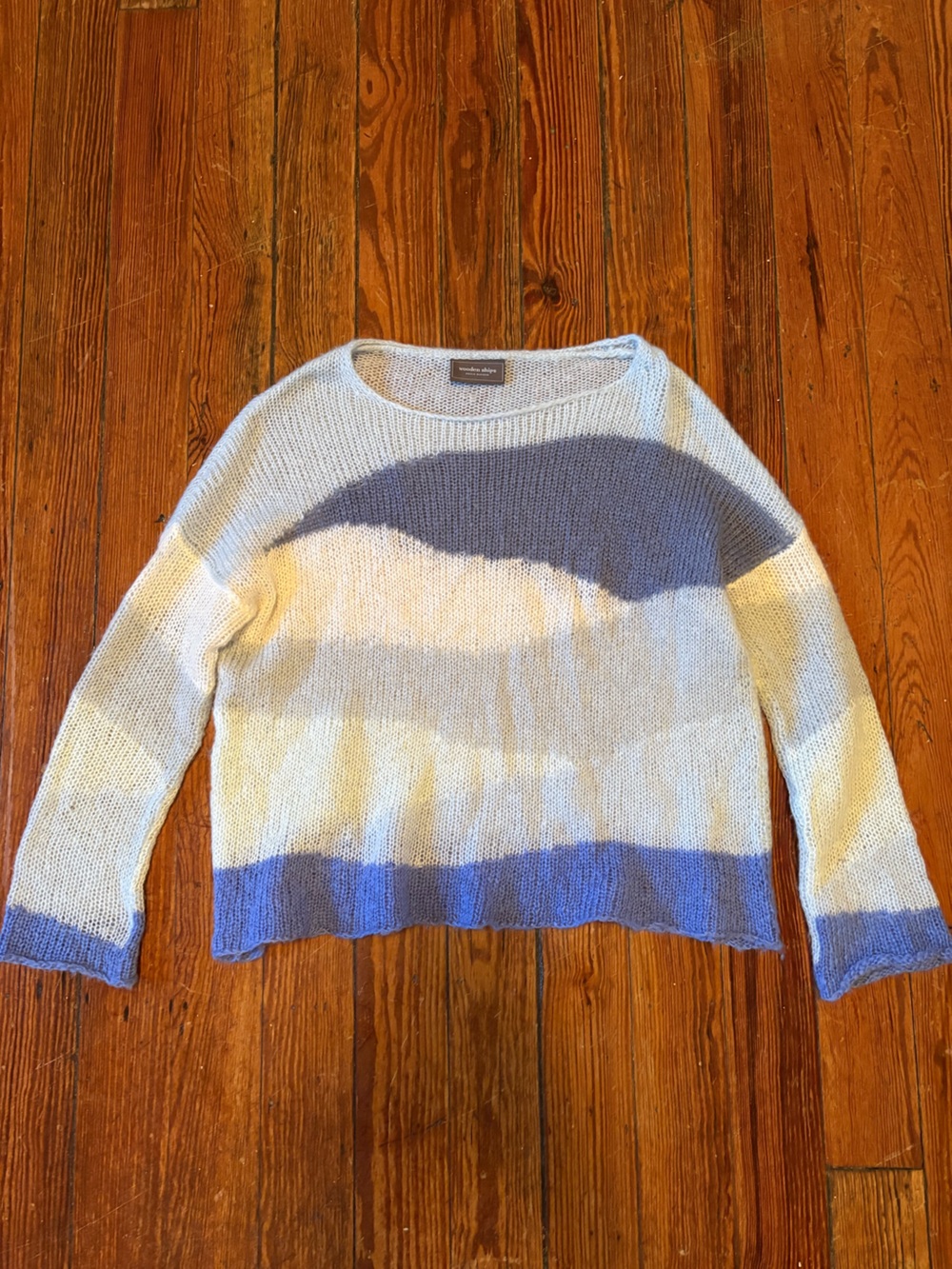 Wooden Ships Light Blue, Cream & Blue Striped Knit Sweater